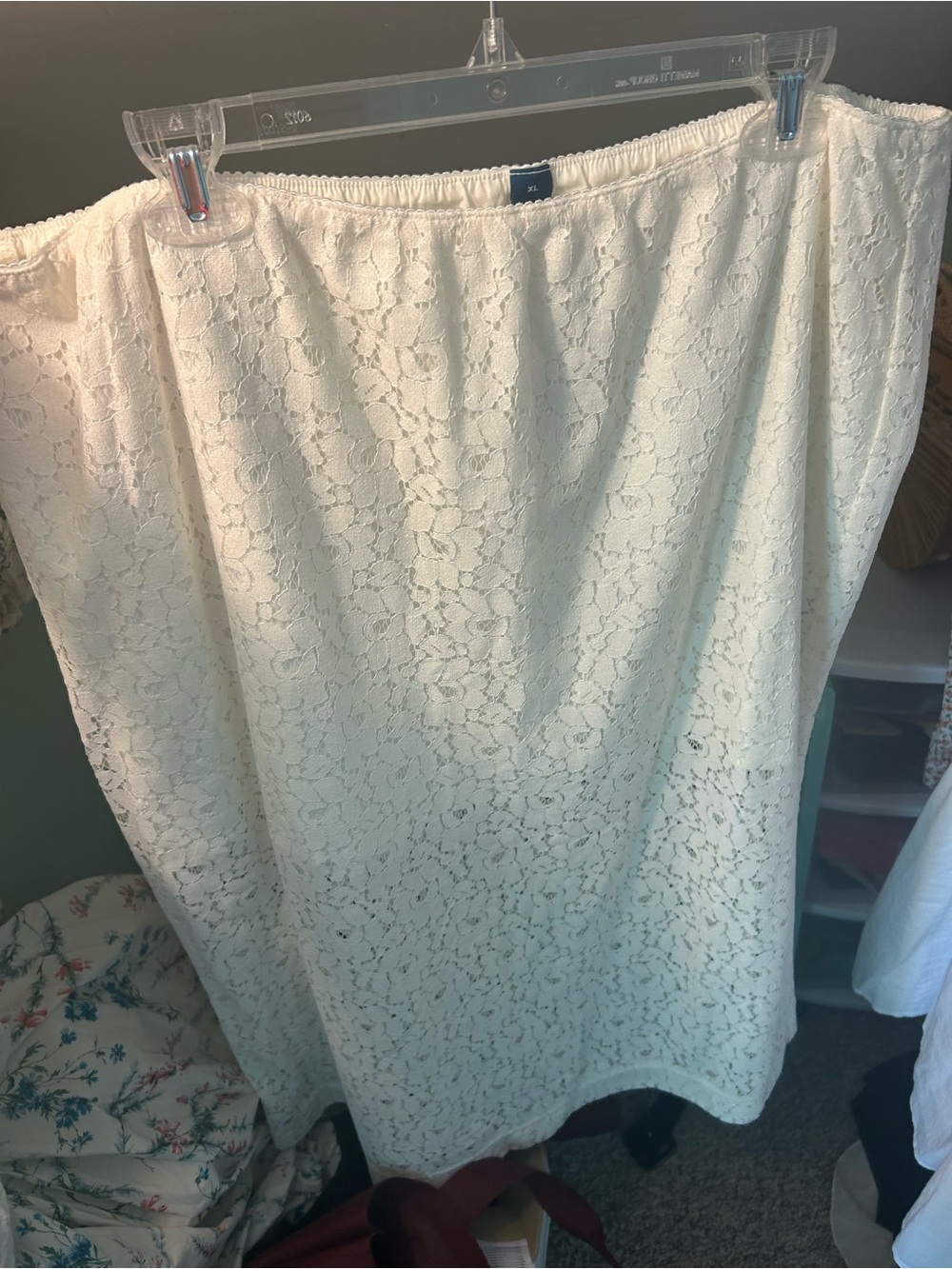Old Navy White Lace Midi Skirt